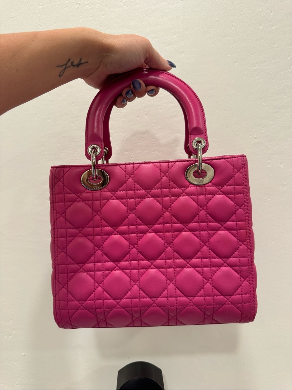 Dior Lady Dior Hot Pink Quilted leather small with Silver Hardware - Picture 3 of 10